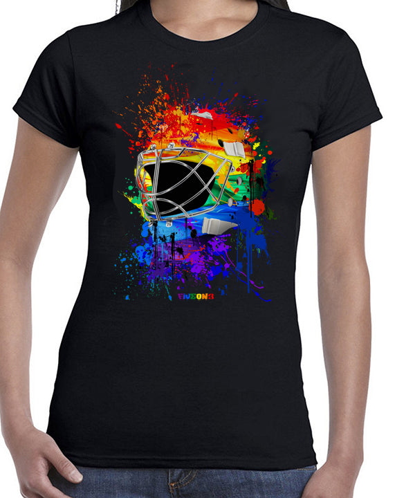 Pride Splat Attack Lady Fit Goalie Mask Black Tee